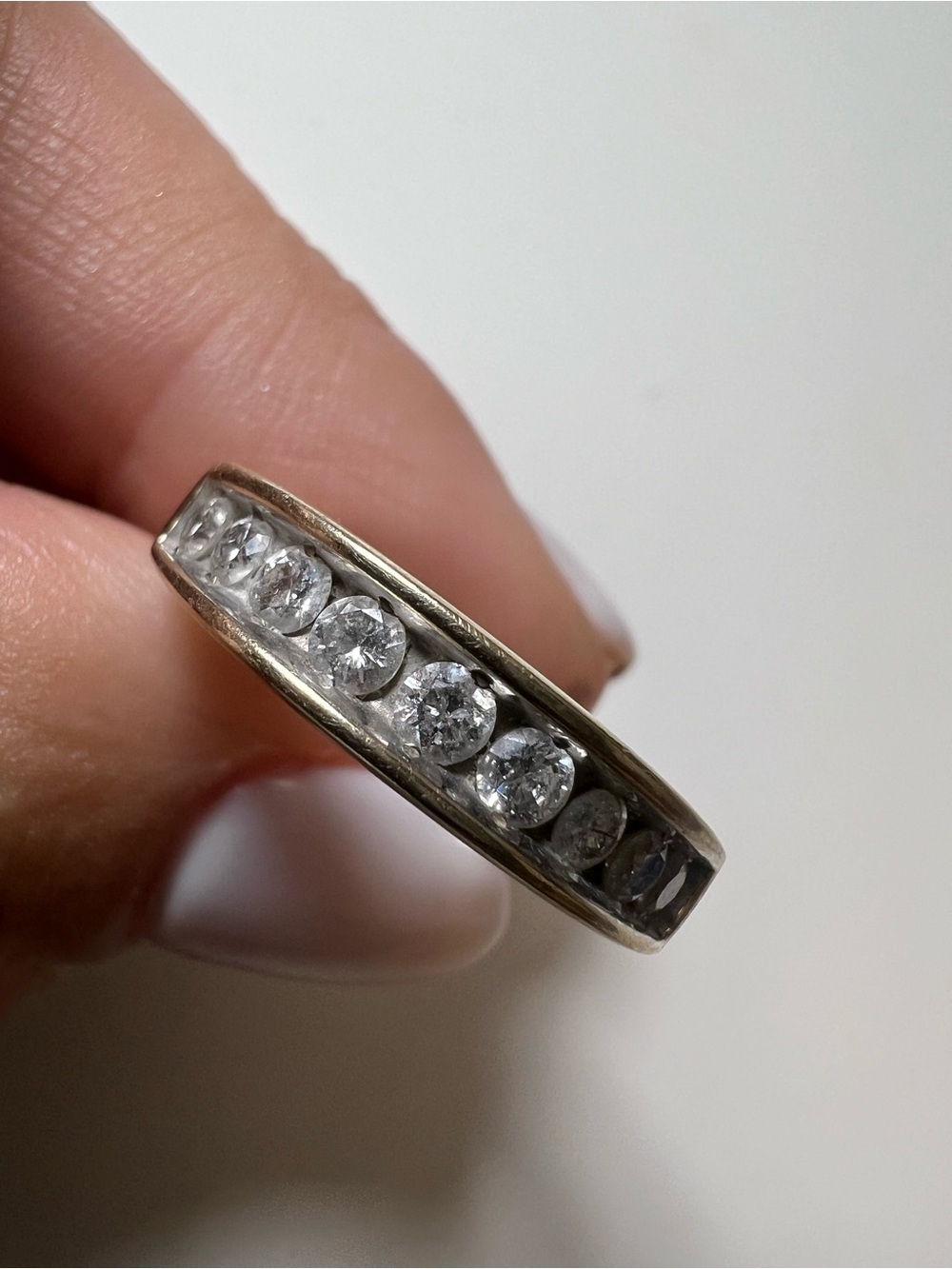 14K Gold Classic Channel-Set Natural Diamond Band - Picture 7 of 16